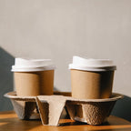 JOIKIT 100 PCS 2 Cup Pulp Fiber Drink Carrier, Molded Fiber Holder Tray, Compostable Coffee Tray for Hot or Cold Drinks