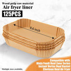 Air Fryer Disposable Paper Liners for Ninja Foodi DZ201 DZ401 FG551, 125 Pcs Rectanglar Parchment Cooking Oil-proof Liner for Airfryer, Microwave Oven, Frying Pan, Fryers Filters Sheets Baking Basket