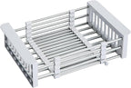 COVRA Over Sink Dish Drying Rack, Stainless Steel Drainer for 11"-19" Sinks, Kitchen Countertop Organizer for Dishes, Vegetables, and Fruits (Gray)