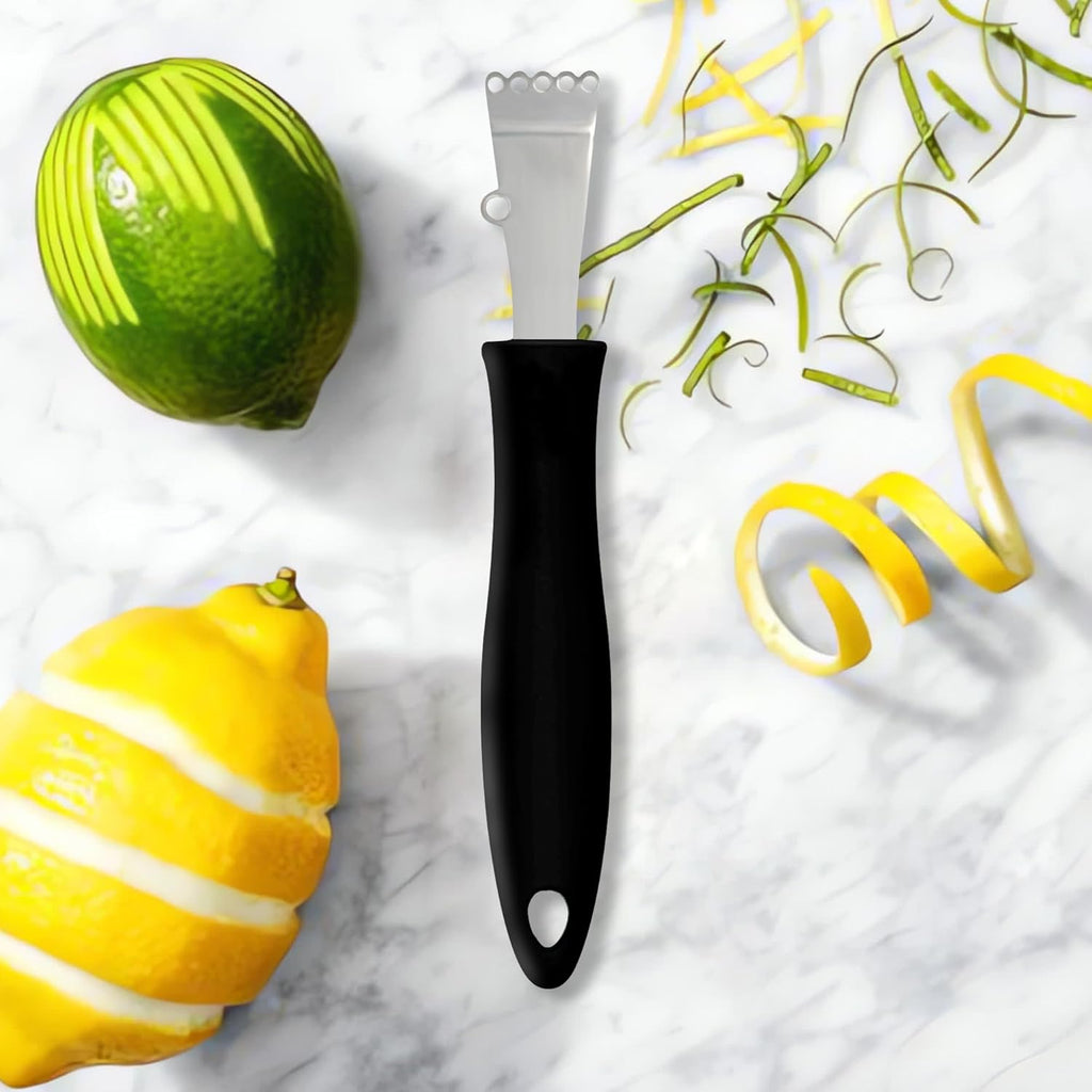 Channel Knife Lemon Peeler Zester-Garnish for Cocktail Mixers- Triangular, V-Shaped Stainless Steel Professional Grade Bar Tool-Fruit Peeler Zester (Peeler B)