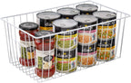 16Lx12Wx6H inch Wider Freezer Organizer Baskets Container, Refrigerator Metal Wire Storage Bins with Handles for Kitchen, Pantry, Cabinet, Closets - Pearl White(3 Packs)