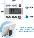 Sper Scientific Portable Digital Kitchen Timer 810015 for Cooking and Baking with Loud Alarm, 4 Channel Timer, Large Display Digital Lab and Cooking Timer, Classroom Timer for Teachers and Students