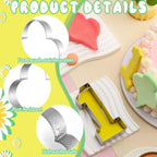 Honeydak 2 Pcs 5 Inch Balloon Cookie Cutter Number 1 Cookie Cutter Metal Birthday Cake Mold Fondant Cake Mold for School Party 1 Birthday One-year Anniversary Supplies