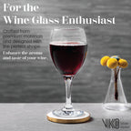 Vikko Wine Glasses, 15 Ounce Stemmed Set of 6 for Red and White, Thick and Durable Clear Glass