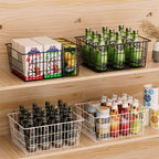 SANNO Large Freezer Baskets Metal Storage Organizer Bin Basket Wire Storage Basket for Kitchen Pantry Bathroom Large Metal Farmhouse Food Fruit Produce Organizer Bins,black,3