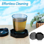 Suclain 8 Pcs 6 Inch Coffee Drip Tray Black Plastic Octagon Coffee Countertop Drip Coaster with Honeycomb Grid for Drink Tea Wine Beverage Dispenser