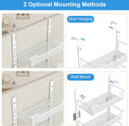 12.3" W Narrow Over the Door Pantry Organizer, 6-Tier Over the Door Organizer with Adjustable Basket, Pantry Door Organization for Pantry Kitchen Storage Room Spice Rack, White