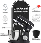 Kitchen in the box Stand Mixer, 4.5QT+5QT Two bowls Electric Food Mixer, 10 Speeds 3-IN-1 Kitchen Mixer for Daily Use with Egg Whisk,Dough Hook,Flat Beater (Onyx Black, 5QT)
