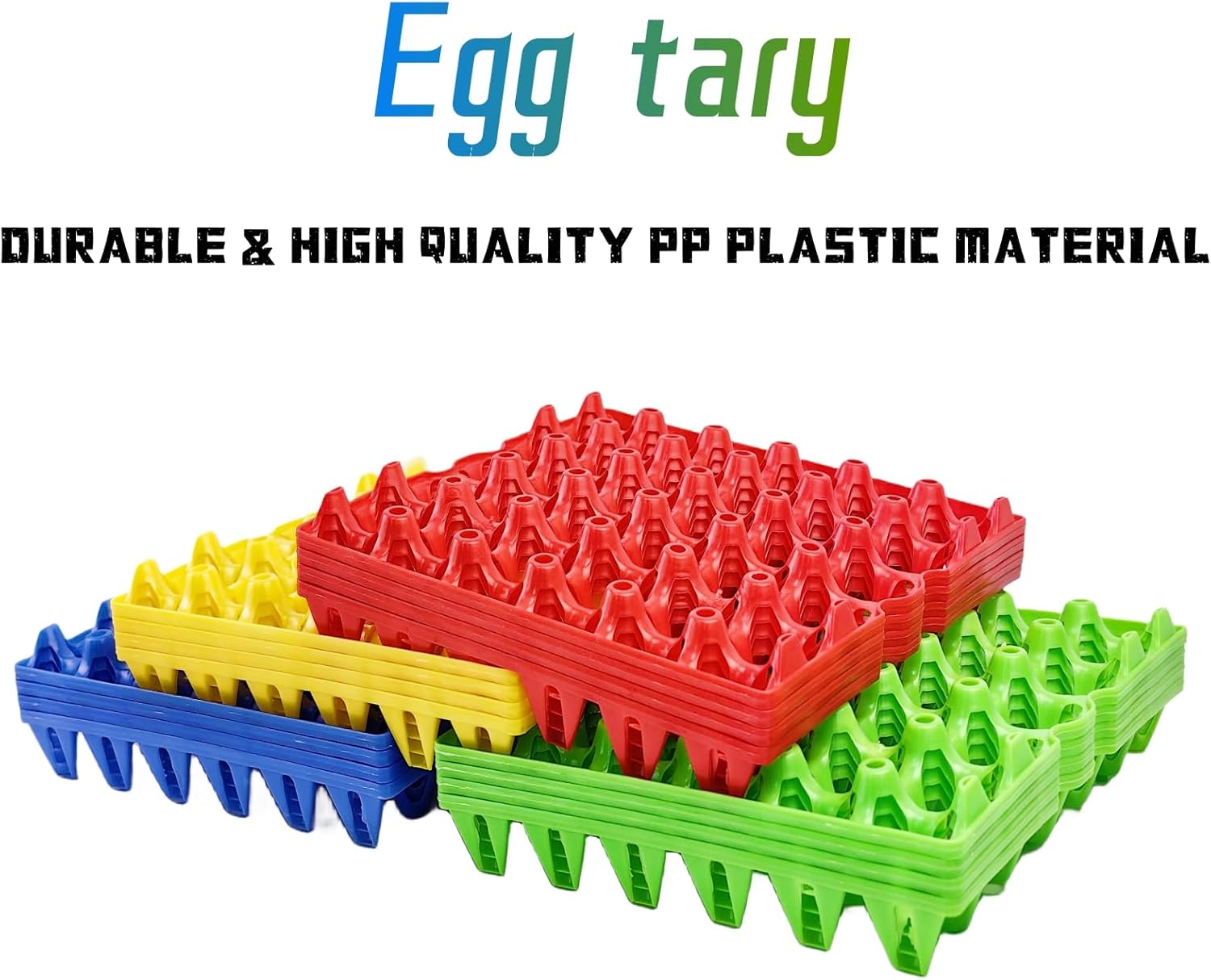4-Pack Plastic Egg Tray Egg Crates 30-Egg Flats for Home Chicken Farmers, Stackable Egg Cartons Hold Multiple Eggs, Great for Storing, Sorting, and Shipping Eggs, Durable and Reusable (Blue)