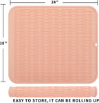 Silicone Dish Drying Mat for Multiple Usage,Easy clean,Eco-friendly,Heat-resistant Silicone Mat for Kitchen Counter or Sink,Refrigerator or Drawer Liner Pink 2XL 24 inches x 18 inches