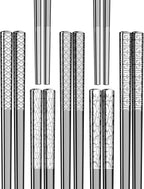 Metal Chopsticks Reusable 18/8 stainless steel Chopsticks 5 Pairs Modern Style Dishwasher Safe Lightweight Non-Slip Chop Sticks 9 1/4 Inches Present Set