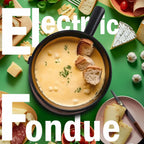 Artestia Swiss Design 2-QT Electric Fondue Pot for Meat, 1500W Ceramic Chocolate Melting Pot with Adjustable Temperature, 6 Fondue Forks, White Ceramic Pot with Rose-Gold Base (Black)