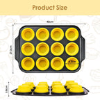 12 Cups Silicone Muffin Pans for Baking with Metal Frame, Egg Bite Molds, Cupcake Pans Regular Size, Muffin Tins Easy to Pop Nonstick Non Toxic Bakeware for Oven Dishwasher Safe