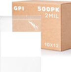 10" x 12" 1 Gallon Zip Bags, 2 Mil Thick Clear Plastic Reclosable Zipper Lock Bags with Write-on White Block, with Resealable Zip Top Lock for Food Storage, A4 Letter Size Paper, 500 Count