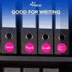 Perco Fluorescent Pink 3-Inch Perforated Circle Dot Sticker Labels — 10 Rolls, 5,000 Round Stickers — with Permanent Adhesive for Moving Boxes, Sale Signage, Displays, Status Messaging—Made in USA