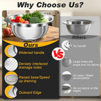 Colander, Stainless Steel Colander for Kitchen, 3Pcs Kitchen Gadget Food Strainer Basket with Handle, Kitchen Strainer Colanders Bowl for Pasta Noodles Spaghetti Vegetables Fruit (2QT, 3QT, 5QT)