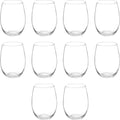 DISCOUNT PROMOS 10 ARC Stemless Wine Glasses Set, 21 oz. - Chardonnay, Cabernet, Merlot, Sauvignon - Clear