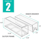 Sorbus Small Clear Storage Drawers (2 Pack) – Stackable Organizer Bins with Pull-Out Drawers for Kitchen, Pantry, or Fridge – Acrylic Storage Bins with Handles