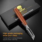 Premium I Type 304 Stainless Steel Multifunctional Kitchen Peeler Real Wood Handle Ultra Sharp Blade Vegetable Potato Apple(Aosuan)