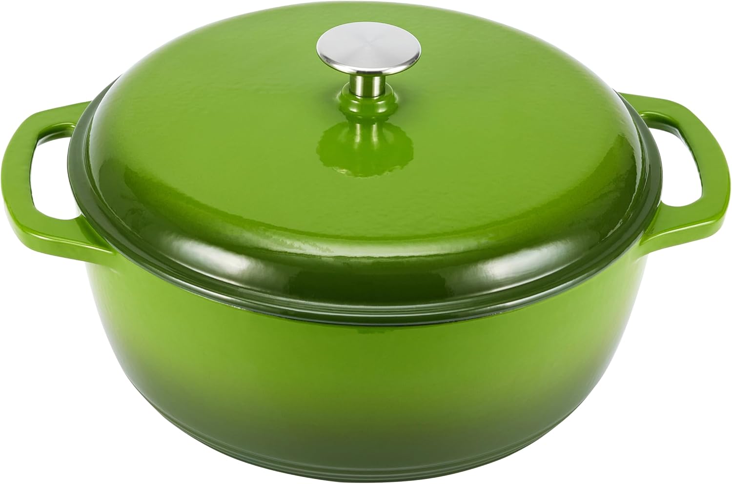 Amazon Basics Cast Iron Dutch Oven Pot with Lid, Enameled, Round, Dual Handles, Heavy-Duty, Medium, 6-Quart, Green