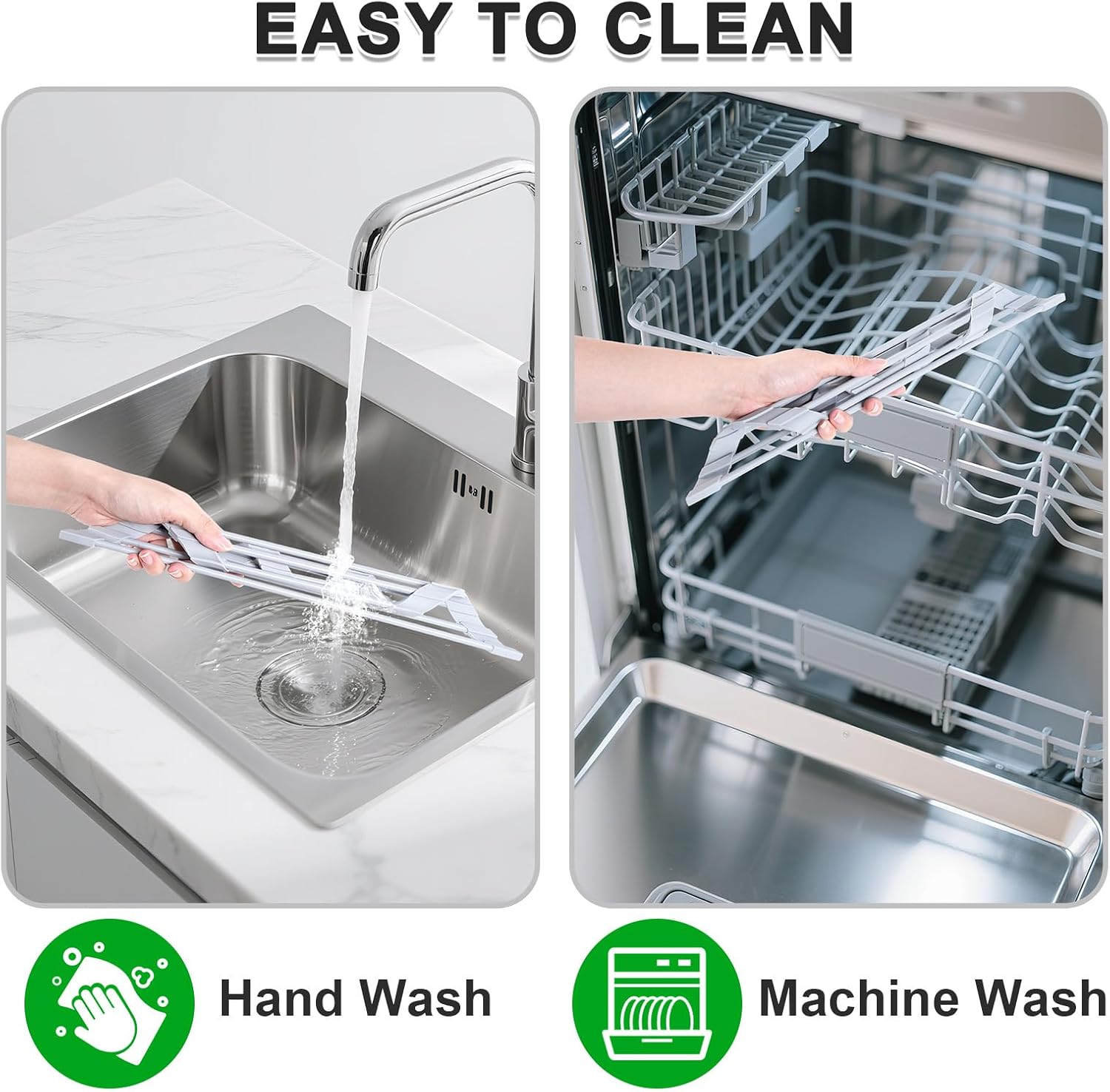 Triangular Sink Rack, Multi-Functional Rack Above The countertop, Foldable Sink Drying mat, Heat-Resistant, Non-Slip, and Rust-Proof Dish Rack (Gray)