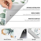 Spring Eucalyptus Green Leaf Dish Drying Mat for Kitchen Counter Absorbent Microfiber Small Drying Pad Dish mats for Kitchen Countertops 16 x 18 Inch