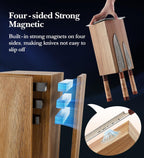 HEZHEN Magnetic Rotating Knife Holder without Knives, Acacia Wood, 360° Knife Block for Kitchen Counter, Space-saving and Larger Capacity Knife Storage, Strong Enhanced Magnets Strip