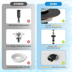 Universal Bathroom Sink Stopper Hair Catcher Upgraded with 2-Layer Detachable Filter Basket, 2PCS 4 in 1 Pop Up Drain Strainer, Anti-Clog, Odor-Block, Fit for 1.1''~2.36'' Sinks, Oil Rubbed Bronze