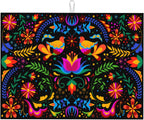 Mexican Flower Microfiber Dish Drying Mat for Kitchen Counter Mexican Dishes Pad Black Dish Drainer Rack Mats 18"x24" Absorbent Washable Reusable