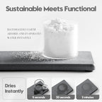 3PCS Water Absorbing Soap Dish Sponge Holder, Diatomite Stone Drying Tray Mat Sink Caddy for Kitchen Counter & Bathroom, Small Stone Bath Mat Faucet Accessories Organizer Protector,Dark Gray,9"x 3.5"