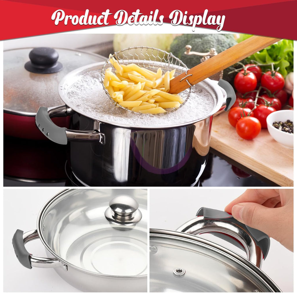 5 Pcs Cast Iron Handle Cover, Silicone Hot Handle Holder, Heat Resistant Cast Iron Skillet Handle Covers Potholder for Frying Pans and Griddles Kitchen Supplies