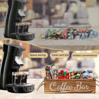 Wooden Coffee Pod Holder Coffee Station Organizer for Countertop Kcup Storage with Removable Dividers Bar Accessories Table Decor Tea Condiment Storage Box