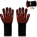 1 Pair Grill Oven Mitts, 1472°F Heat Resistant BBQ Gloves for Cooking, Non-Slip Silicone Oven Gloves, Barbecue Grill Gloves BBQ Mitts (Red-Flame Pattern)