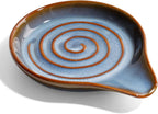 Spoon Rest for Stove Top, Large Ceramic Spoon Holder for Kitchen Counter, Heat Resistant Cooking Utensil Rest, Dishwasher Safe 5.1 Inch by ANTIS’S HOME (Blue)