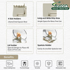AUOON Spoon Holder for Stove - Silicone Spoon and Lid Rest with Drip Pad Kitchen Utensil Rest for Spoons, Ladles, Spatulas, Tongs & More (Milk Shake, Large)