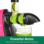 Slow Masticating Juicer,Brecious Cold Press Juicers with 2 Speed Modes & Quiet Motor,Juicers Machines Vegetable and Fruit with Reverse Function,Celery Juicer,BPA-Free,Easy to Clean (Pink)