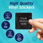100 Custom Vinyl Stickers - Upload Your own Image, Text, Design, Logo - Personalized Logo Labels for Handmade, Packaging, Bottle, Jars, Candle, Brand Stickers (Black Marble, 1.5x1.5 Square)