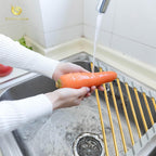 Snailhouse Small Triangle Roll Up Dish Drying Rack, Stainless Steel Kitchen Foldable Sink Caddy Organizer Sponge Holder for Sink Corner, Gold