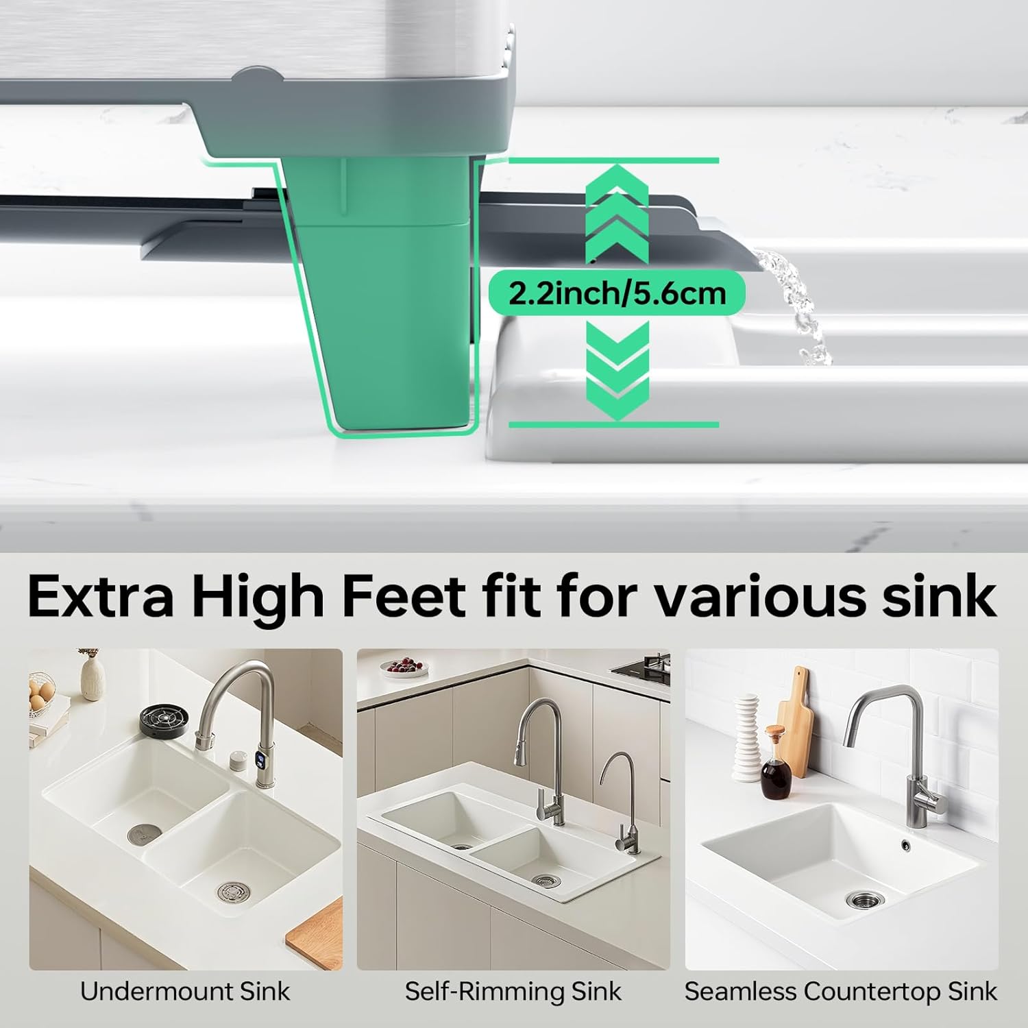 Triple Expandable Dish Drying Rack, Extra Large Dish Rack for Kitchen Counter, Stainless Steel Dish Drying Rack, Foldable Dishes Drainer, Extendable Dish Strainer with Utensil & Pans Holder, Gray