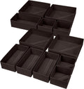 DIMJ Drawer Organizer Clothes, 12 Pack Underwear Organizer, Foldable Closet Organizers, Sock Organizer Bra Organizer, Fabric Dresser Organizer for Clothes, Bra, Socks, Tie (Brown)