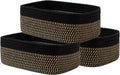 Small Woven Basket, 12 x 8 x 4.5 Inches, Storage Basket for Organizing, Cute Small Rope Shelf Closet Cube Storage Bins Baskets for Shelves, Dog Toy Gift Baskets Empty, 3 Pack Black & Brown