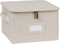 Covermates Keepsakes Dish Storage Box - Stackable, Reinforced Handles, China Storage, Beige Heather