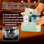10 Pack 2 Cup Disposable Drink Carrier with Handle Paperboard Coffee Cup Holder Portable for Hot Cold Drinks Food Delivery Services with Heart Card for Teacher Appreciation Week Mother's Day