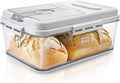 DEAYOU Bread Box for Kitchen Counter, Airtight Bread Storage Container for Homemade Bread, Time Recording Bread Keeper with Lid, Clear Bread Holder for Sourdough, Loaf, Toast, Bagel, Donut, Cookies