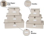 Covermates Keepsakes Dish Storage Box - Stackable, Reinforced Handles, China Storage, Beige Heather