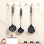 FJNATINH Silicone Wok Spatula,Ladle,Skimmer Tool Set - Stainless Steel Wok Tools, Wok Utensil,Non Stick Heat-Resistant Cooking Utensils BPA Free Kitchen Utensils Cookware (Black Stainless Steel-3PCS)