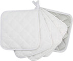100% Cotton Kitchen Everyday Basic Terry Pot Holder Heat Resistant Coaster Potholder for Cooking and Baking Set of 5 White