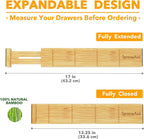 SpaceAid Bamboo Drawer Dividers with Inserts and Labels, Kitchen Adjustable Drawer Organizers, Expandable Organization for Home, Office, Dressers and Bathroom, 6 Dividers with 12 Inserts (13.25-17 in)