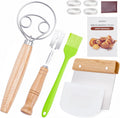 Danish Dough Whisk with Sourdough Scoring Tool, Bread Making Tools and Baking Supplies - Dough Hook Dutch Whisk, Bread Lame, Bench Scraper & Pastry Brush