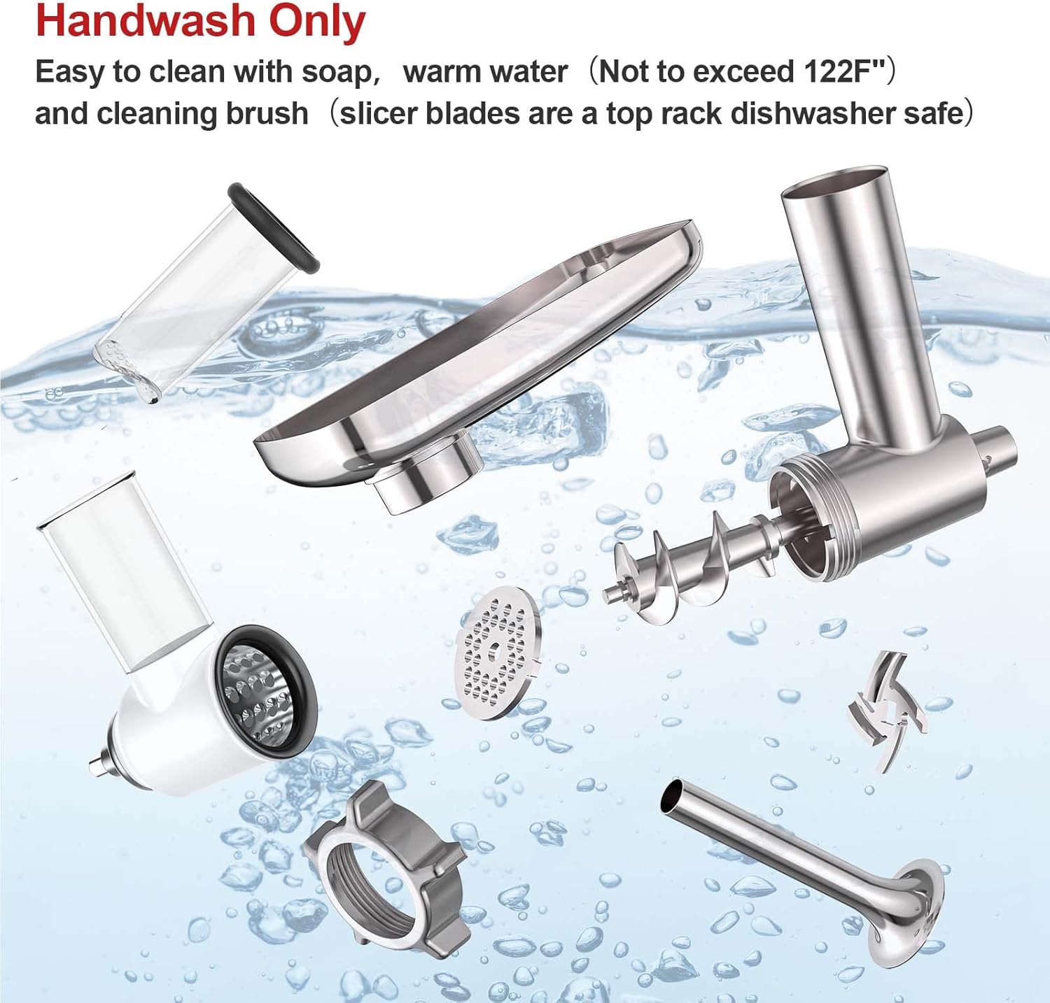 Meat Grinder and Cheese Grater Attachment for KitchenAid Stand Mixer, Slicer Shredder & Meat Grinder with Sausage Stuffer, 2 Pcs for Kitchen Aid Accessories and Attachments